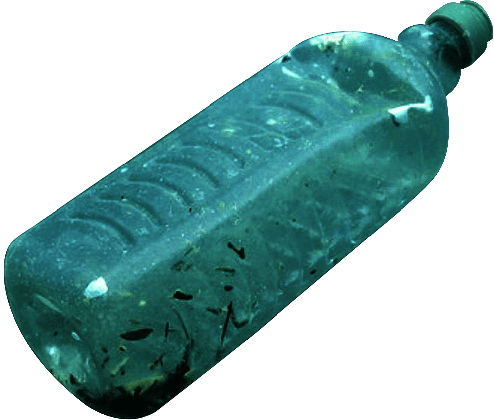 Trash floating in the Mediterranean